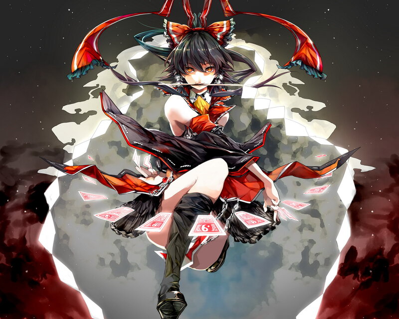 Anime Girl with Cards — Black, Dramatic