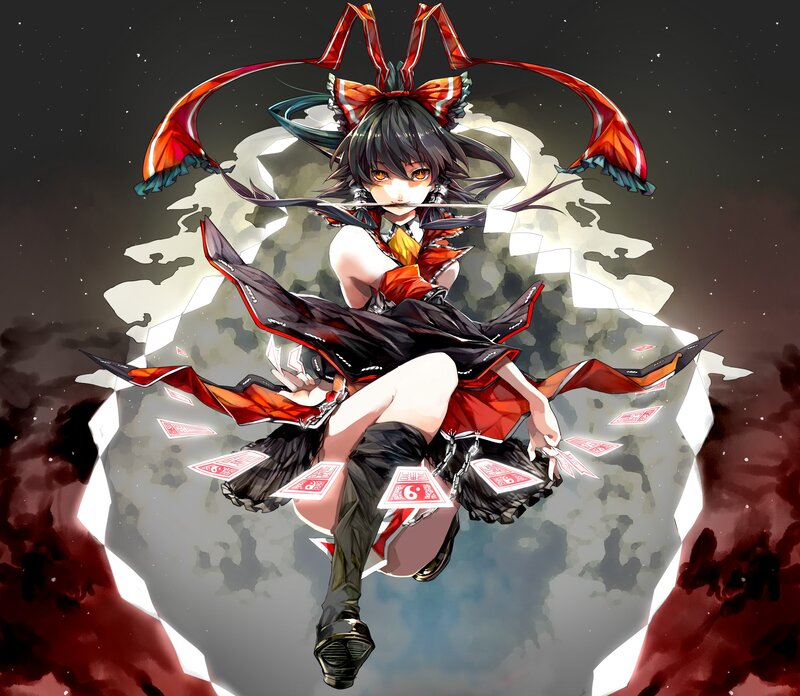 Anime Girl with Cards — Black