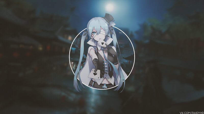 Anime Girl with Cards — Blue, Mysterious