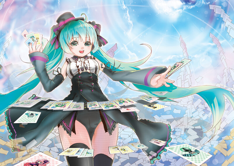 Anime Girl with Cards — Blue