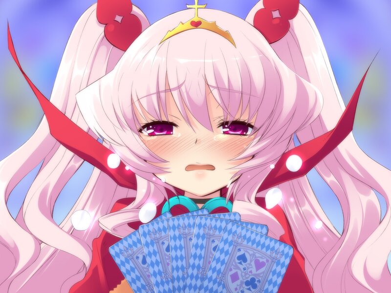 Anime Girl with Cards — Pink, Dramatic