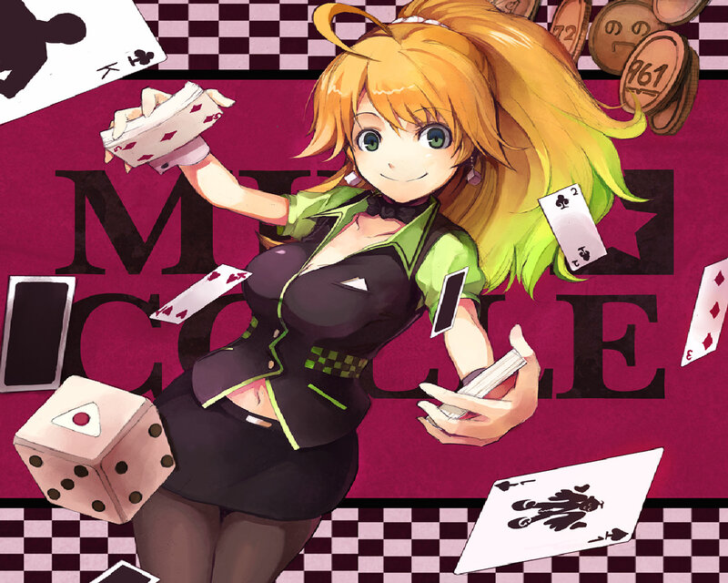 Anime Girl with Cards — Pink
