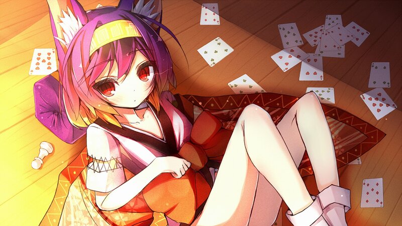 Anime Girl with Cards — Purple, Calm