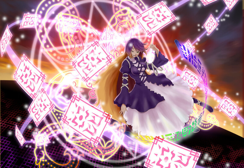 Anime Girl with Cards — Purple, Dramatic, Night
