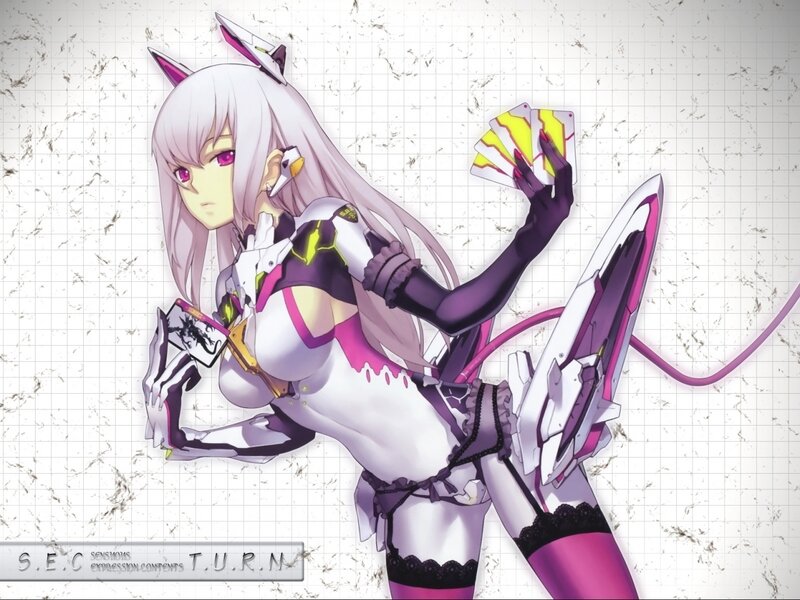 Anime Girl with Cards — White