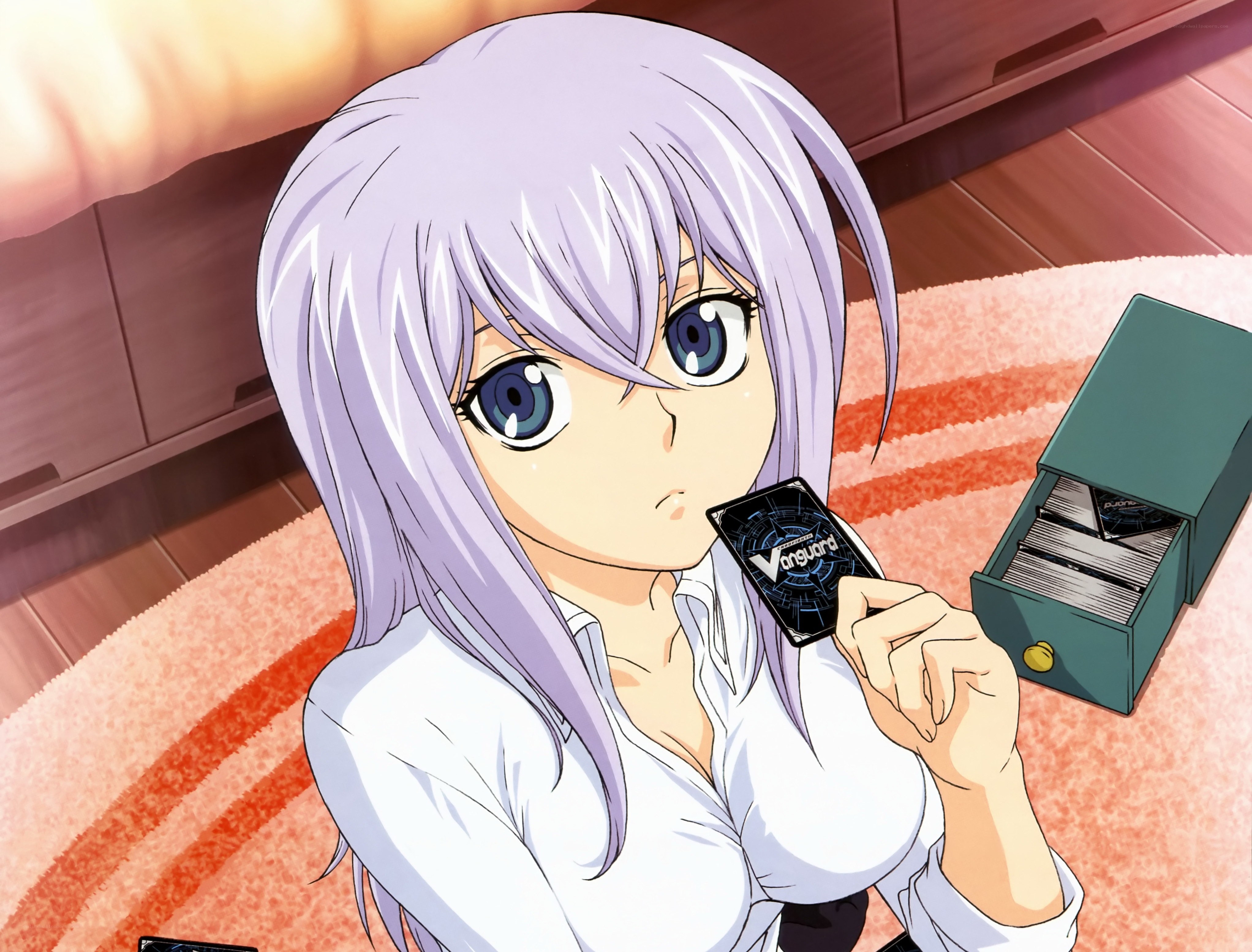 anime girl with cards