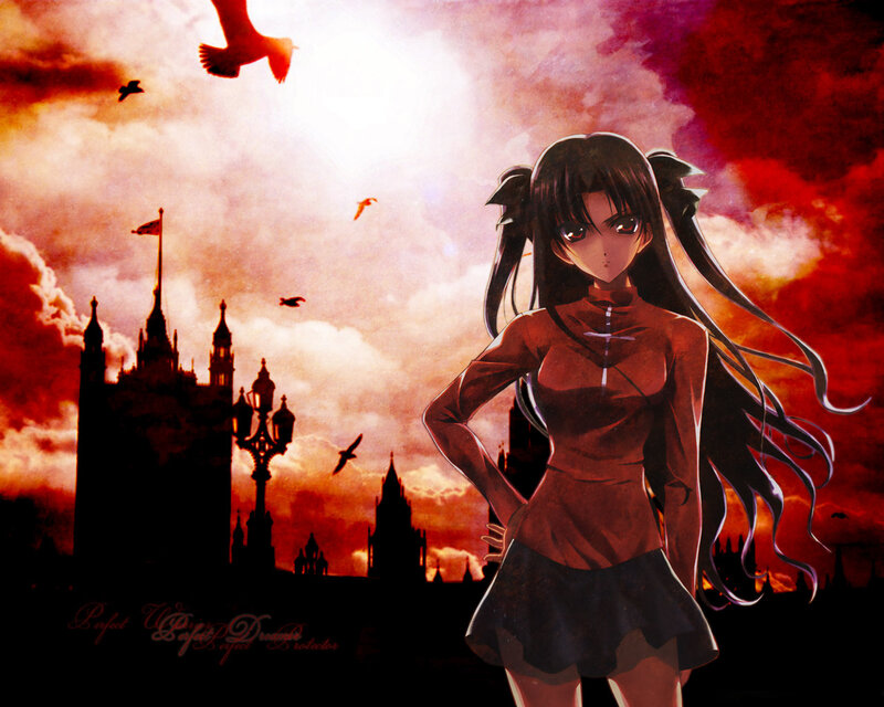 anime girl with castle backdrop