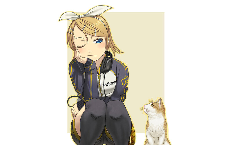 anime girl with cat