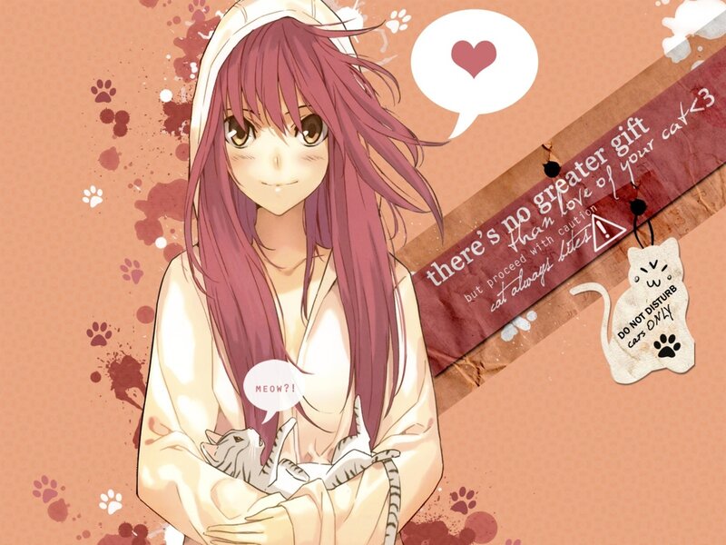 anime girl with cat