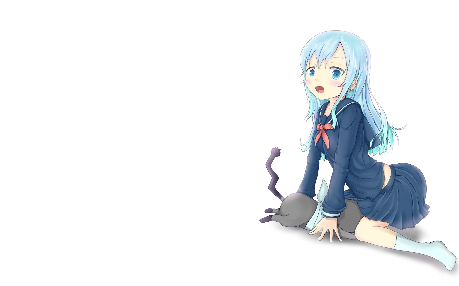 anime girl with cat