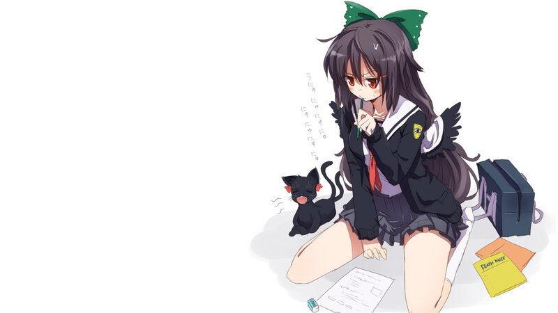 anime girl with cat