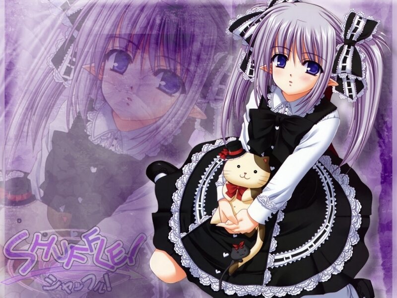 anime girl with cat