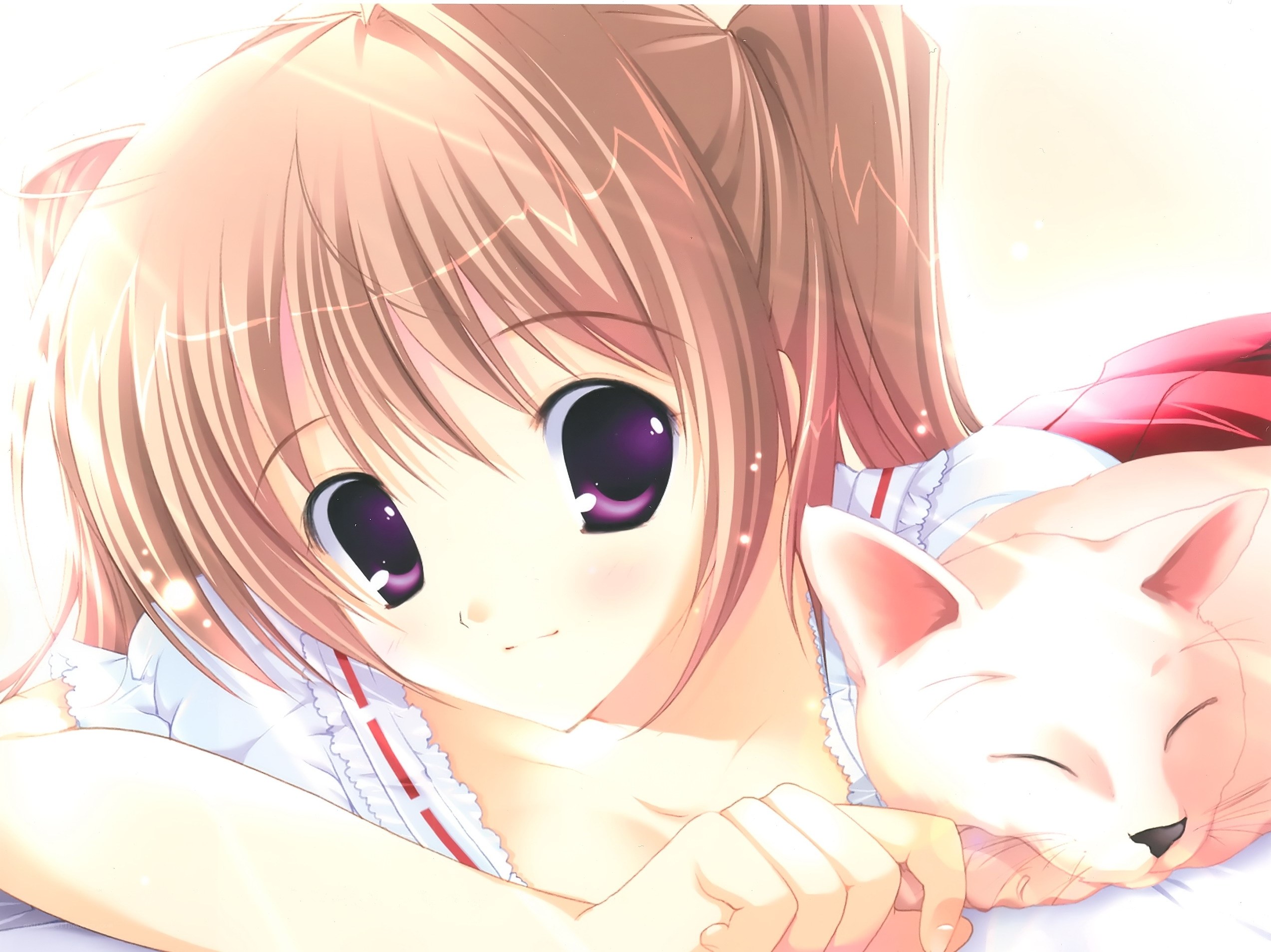 Anime girl with cat