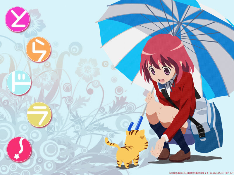 Anime girl with cat and umbrella