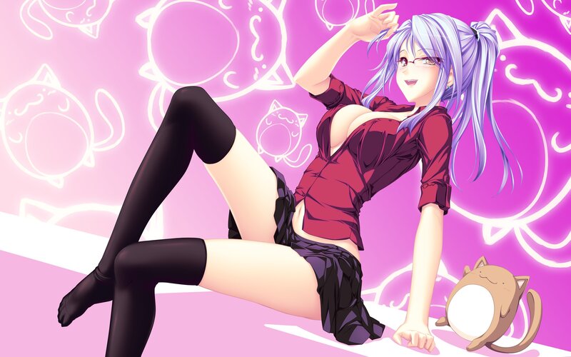 anime girl with cat background