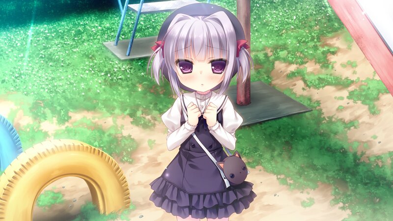 Anime Girl with Cat Bag — Purple