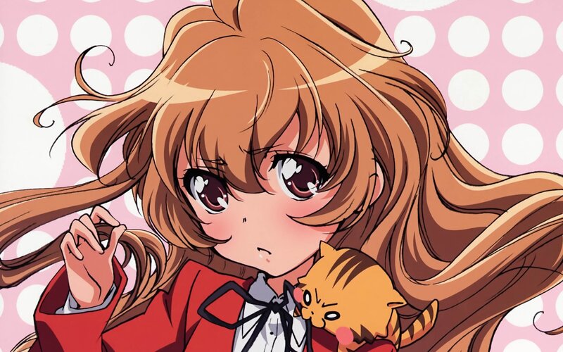 Anime Girl with Cat — Brown, Playful