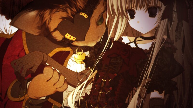 anime girl with cat companion