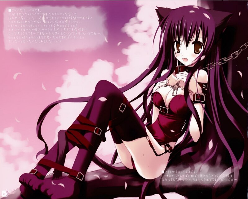 Anime girl with cat ears and chains