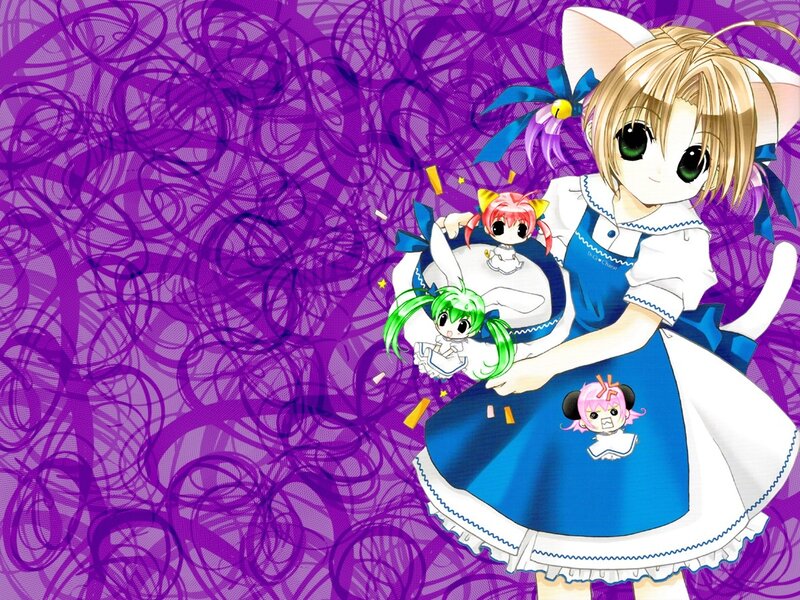 anime girl with cat ears and dolls