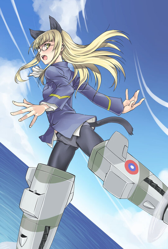anime girl with cat ears and jetpack