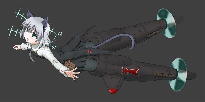 anime girl with cat ears and planes