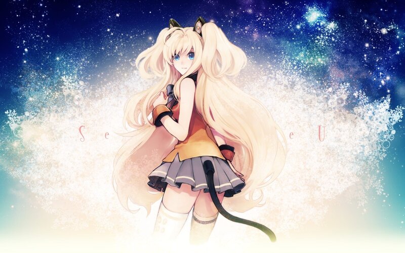 Anime girl with cat ears and tail