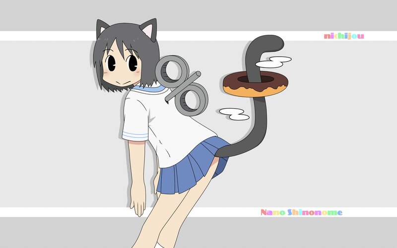 anime girl with cat ears and tail