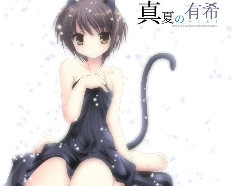 anime girl with cat ears and tail
