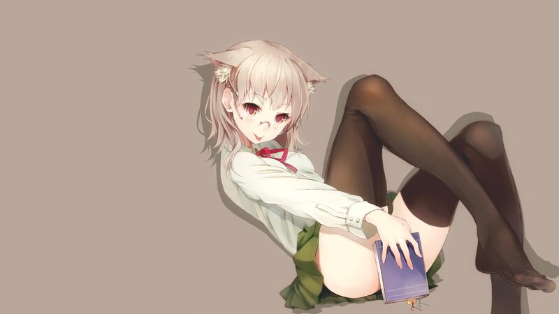 Anime Girl with Cat Ears — Beige, Calm, Digital Art