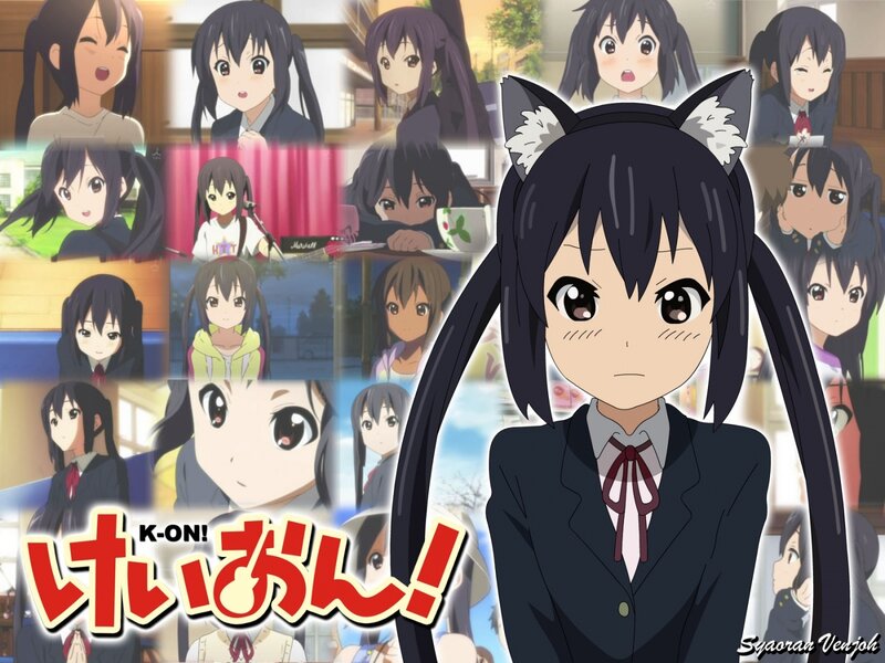 Anime Girl with Cat Ears — Black, Cheerful