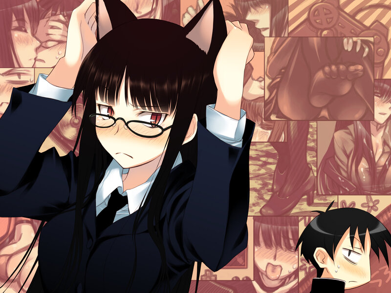 Anime Girl with Cat Ears — Black, Dramatic, Manga, Glasses