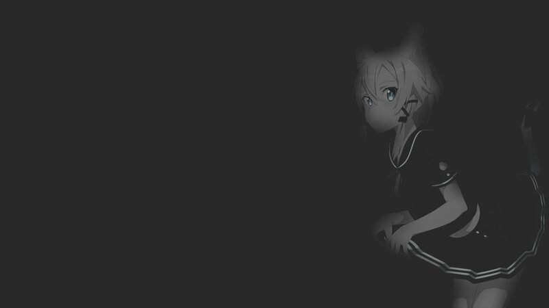 Anime Girl with Cat Ears — Black, Dramatic, Night, Digital Art, Cat Ears, Dark Background, Skirt