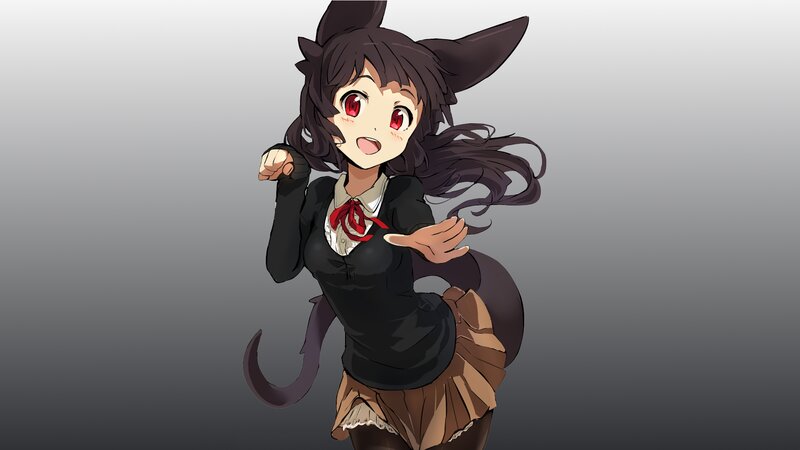 Anime Girl with Cat Ears — Black, Energetic, Digital Art