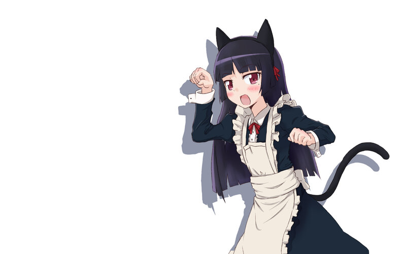 Anime Girl with Cat Ears — Black, Energetic