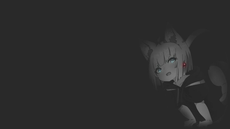 Anime Girl with Cat Ears — Black, Mysterious, Night, Digital Art