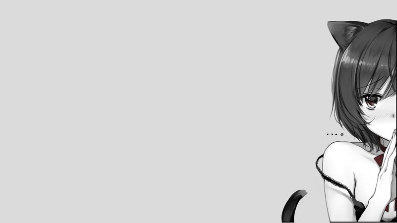 Anime Girl with Cat Ears — Black, Neutral, Manga, Cat Ears, Tail