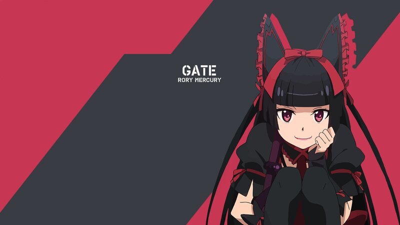 Anime Girl with Cat Ears — Black, Playful, Cat Ears, Red Bow