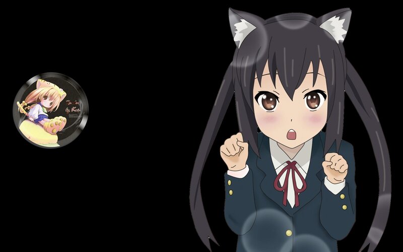 Anime Girl with Cat Ears — Black, Surprised