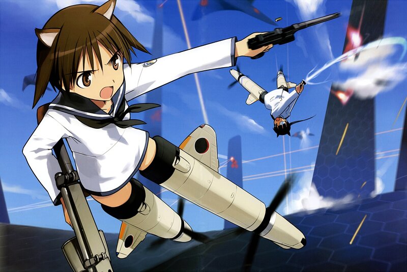 Anime Girl with Cat Ears — Blue, Action-packed