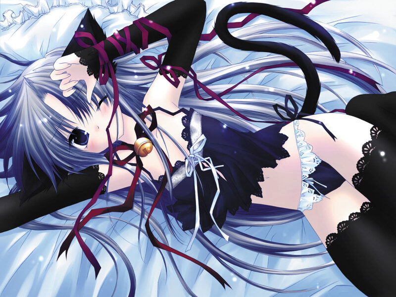 Anime Girl with Cat Ears — Blue, Calm, Manga