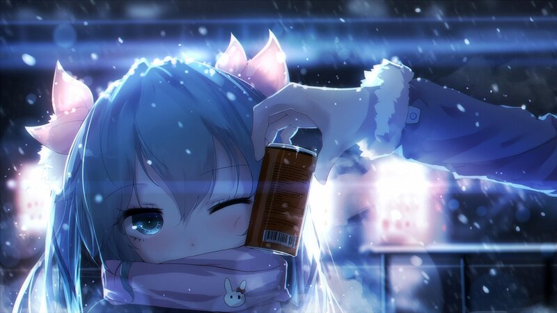 Anime Girl with Cat Ears — Blue, Cold