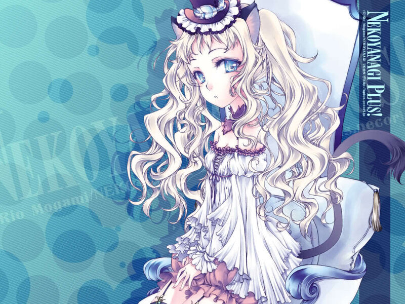 Anime Girl with Cat Ears — Blue, Dreamy