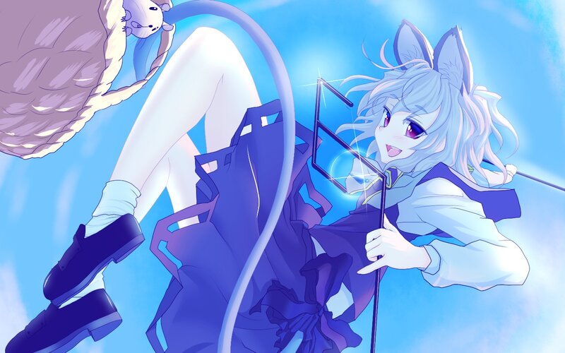 Anime Girl with Cat Ears — Blue, Dynamic