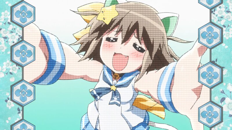 Anime Girl with Cat Ears — Blue, Playful, Cat Ears, Yellow Bow