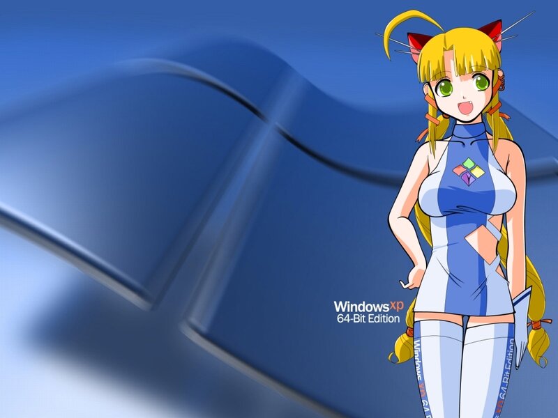 Anime Girl with Cat Ears — Blue, Playful