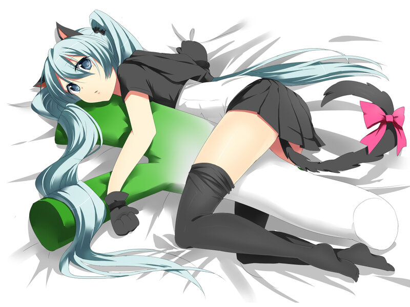 Anime Girl with Cat Ears — Blue, Relaxed