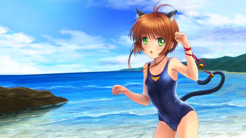Anime Girl with Cat Ears — Blue, Serene, Afternoon, Cat Ears, Tail