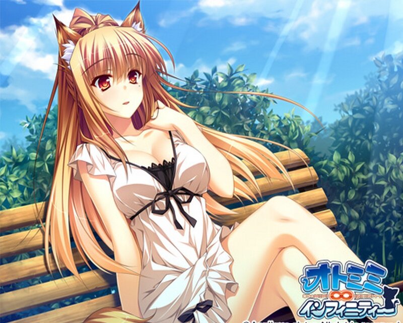 Anime Girl with Cat Ears — Blue, Serene, Afternoon, Cat Ears
