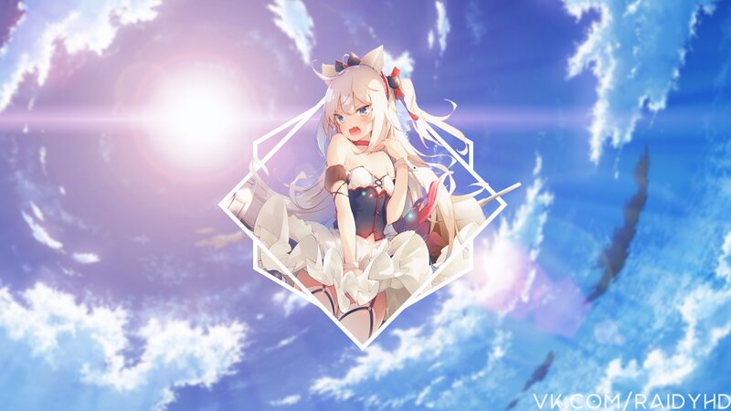 Anime Girl with Cat Ears — Blue, Serene, Afternoon, Digital Art, Cat Ears